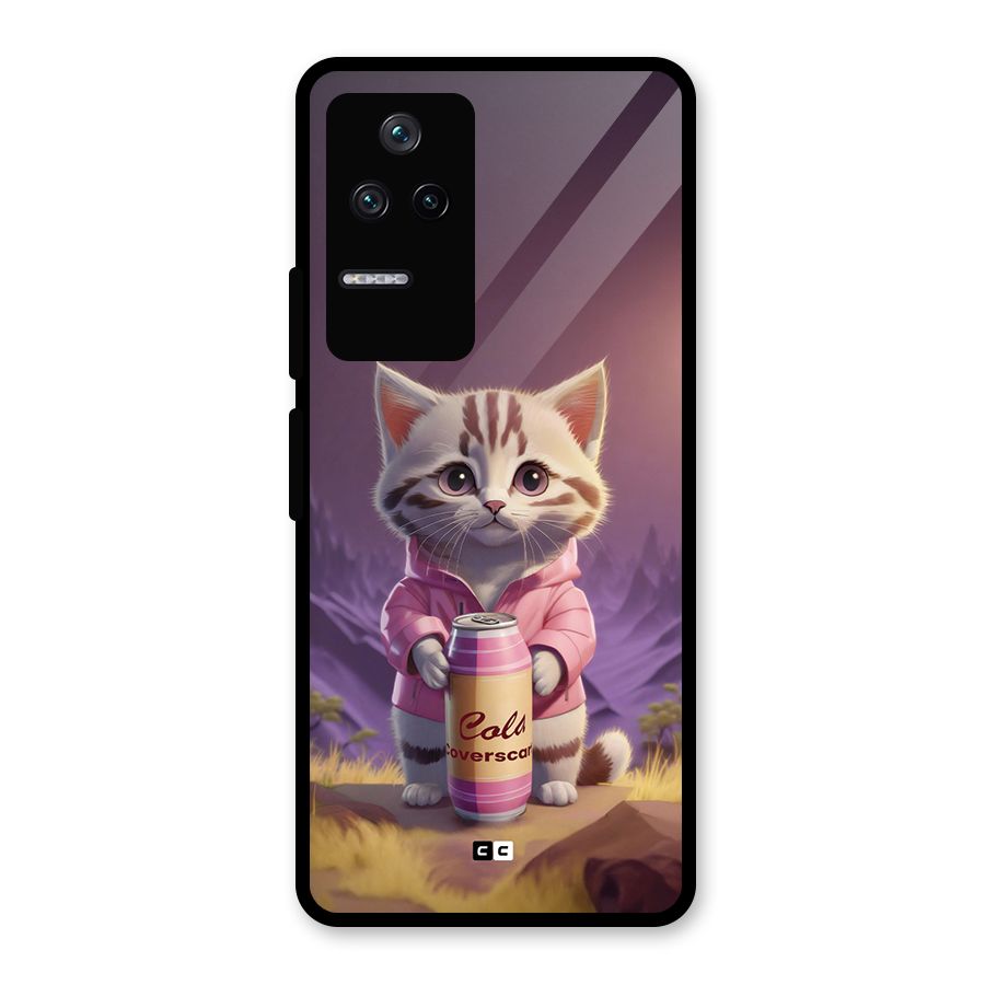 Cat Holding Can Glass Back Case for Poco F4 5G