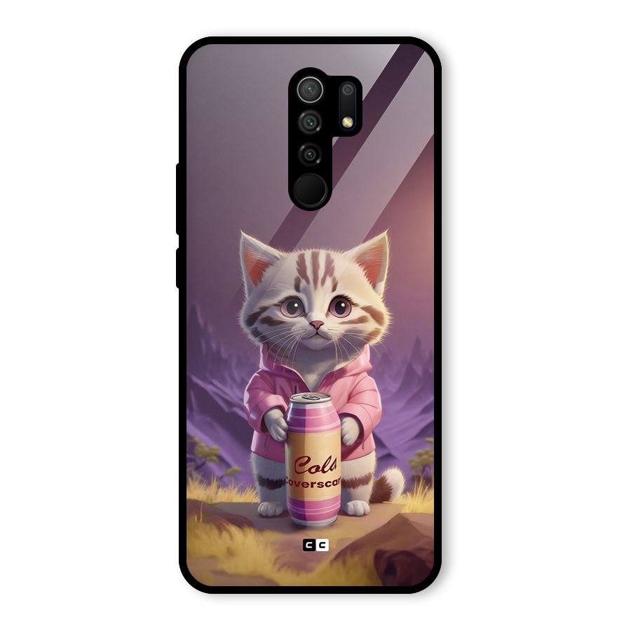 Cat Holding Can Glass Back Case for Poco M2