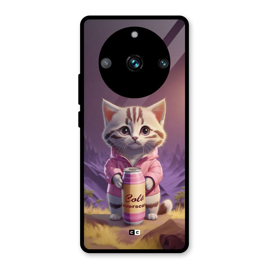 Cat Holding Can Glass Back Case for Realme 11 Pro Plus