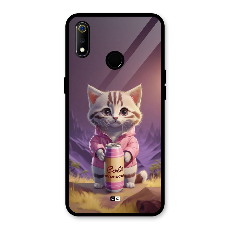 Cat Holding Can Glass Back Case for Realme 3i