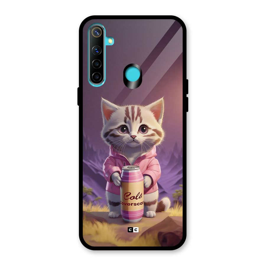Cat Holding Can Glass Back Case for Realme 5i