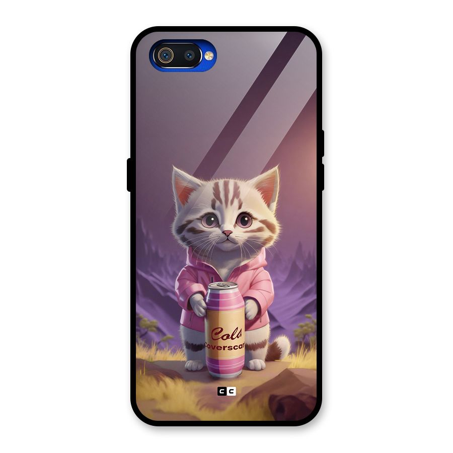 Cat Holding Can Glass Back Case for Realme C2