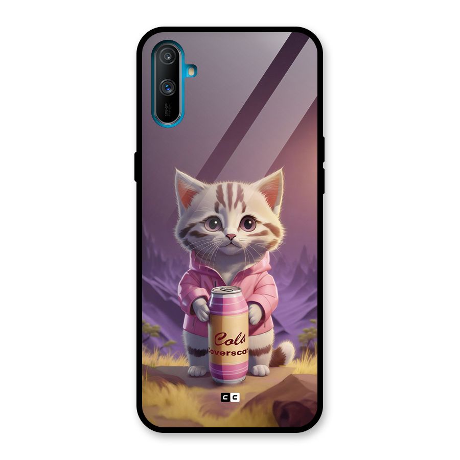Cat Holding Can Glass Back Case for Realme C3
