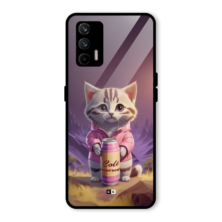 Cat Holding Can Glass Back Case for Realme GT 5G