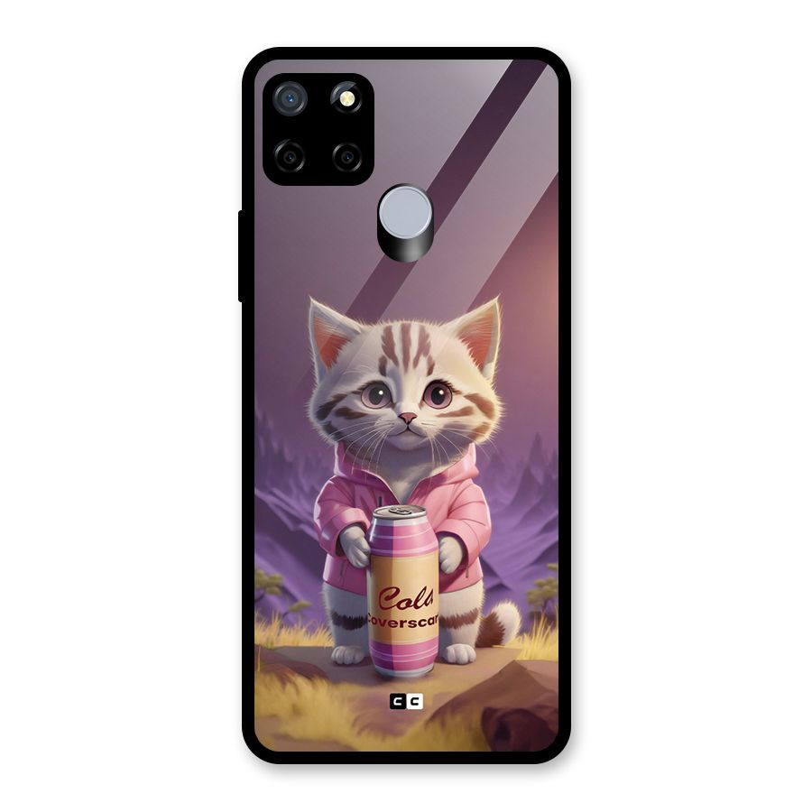 Cat Holding Can Glass Back Case for Realme Narzo 20