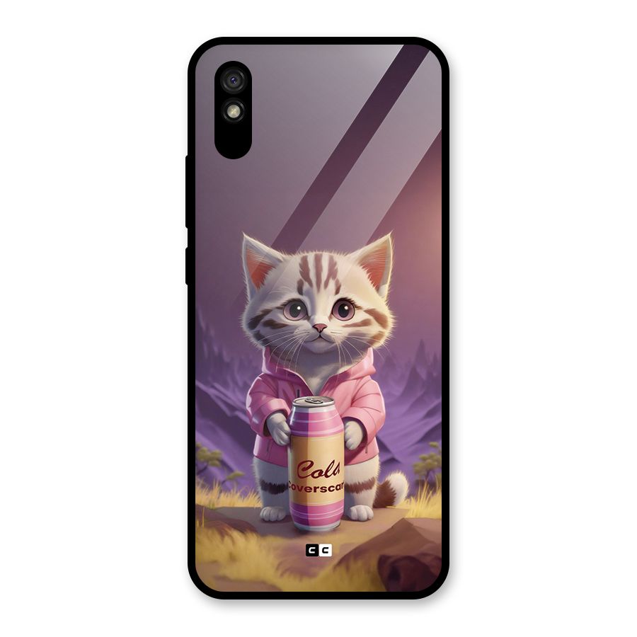 Cat Holding Can Glass Back Case for Redmi 9A