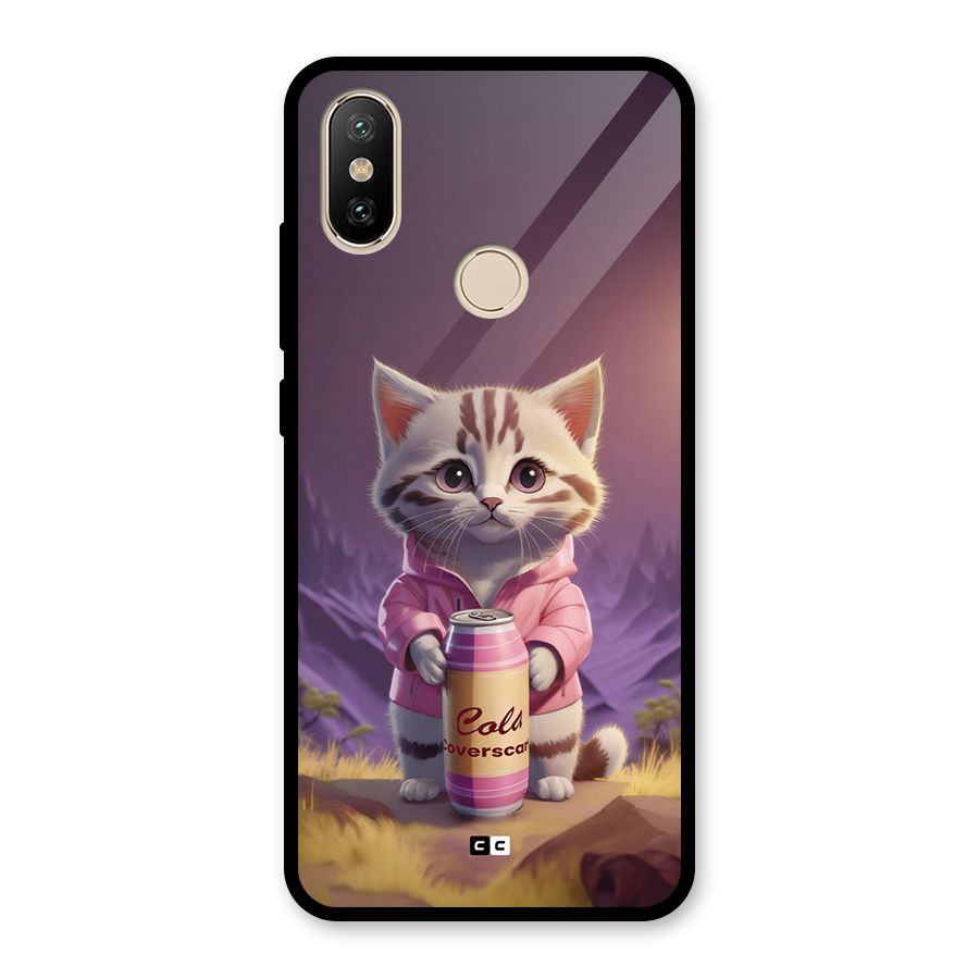 Cat Holding Can Glass Back Case for Redmi A1