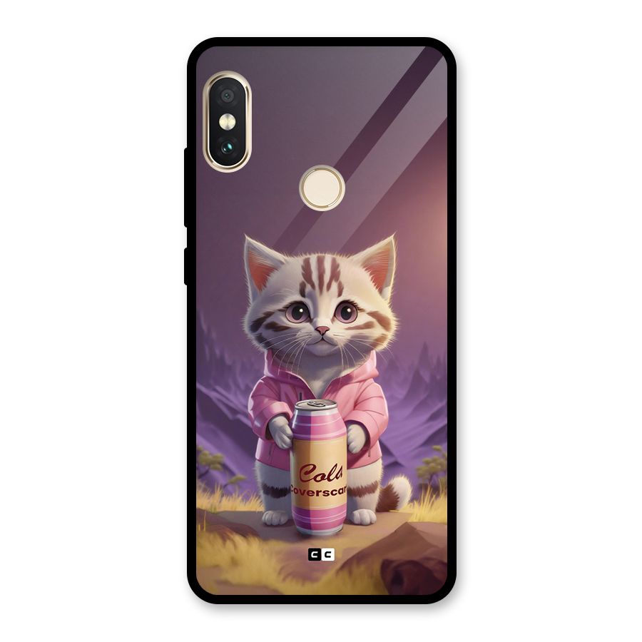 Cat Holding Can Glass Back Case for Redmi Note 5 Pro