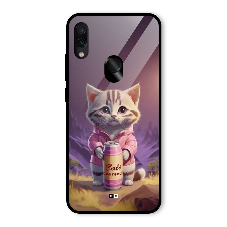 Cat Holding Can Glass Back Case for Redmi Note 7