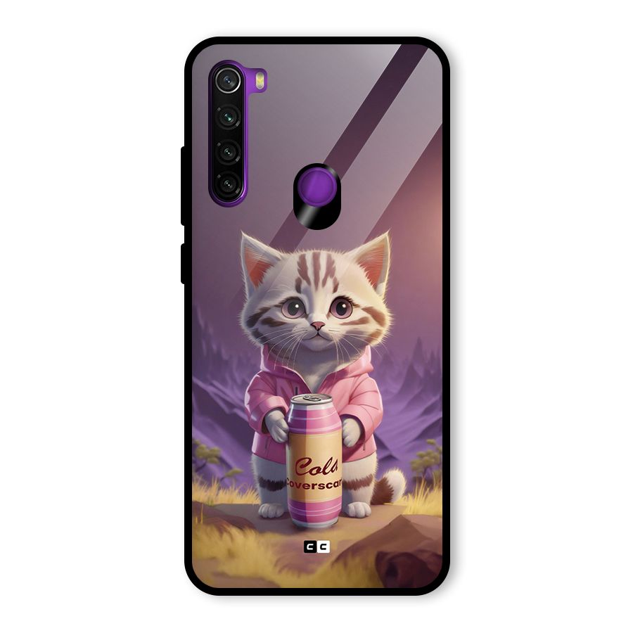 Cat Holding Can Glass Back Case for Redmi Note 8