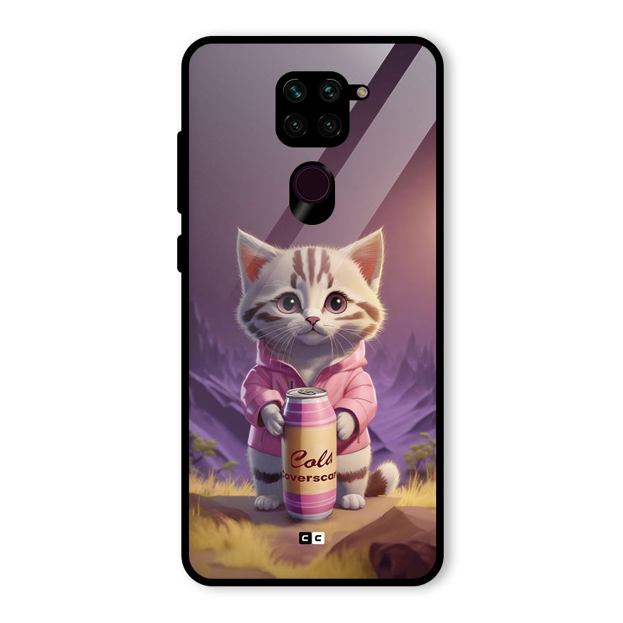 Cat Holding Can Glass Back Case for Redmi Note 9