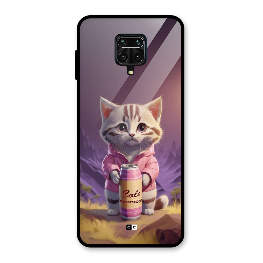 Cat Holding Can Glass Back Case for Redmi Note 9 Pro