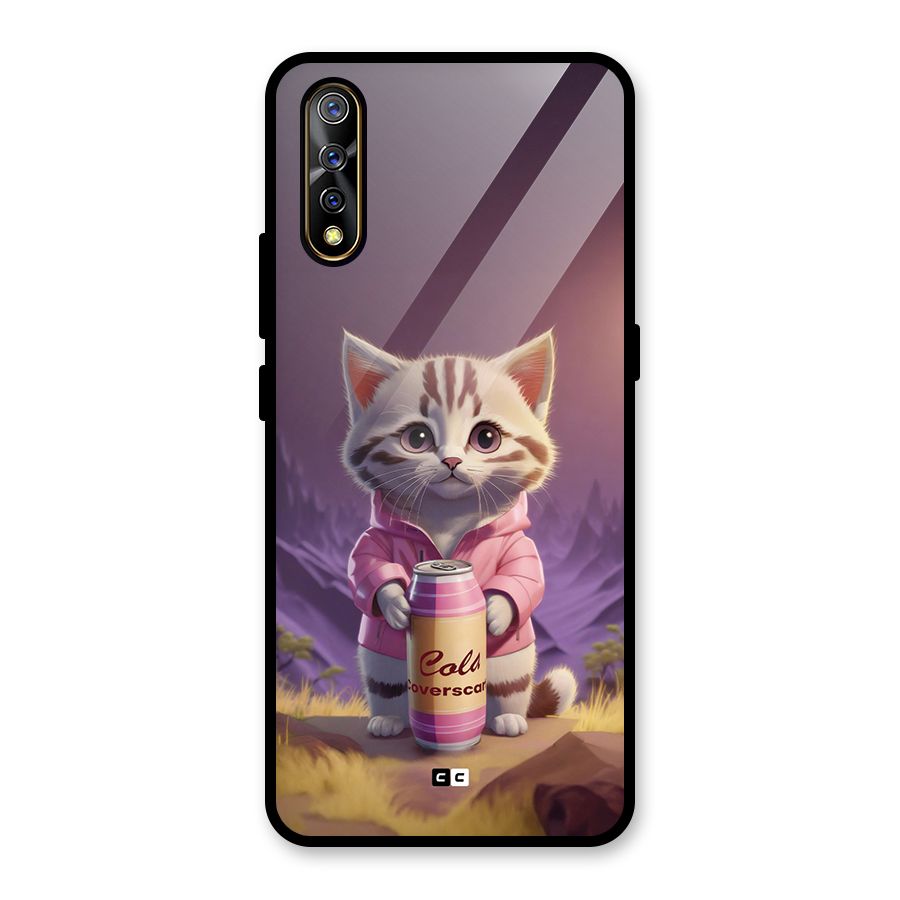 Cat Holding Can Glass Back Case for Vivo S1