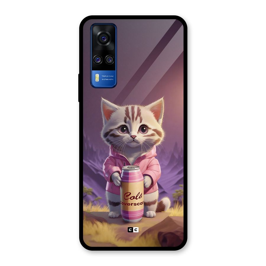 Cat Holding Can Glass Back Case for Vivo Y31