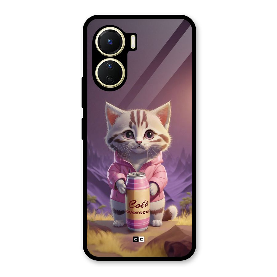 Cat Holding Can Glass Back Case for Vivo Y56