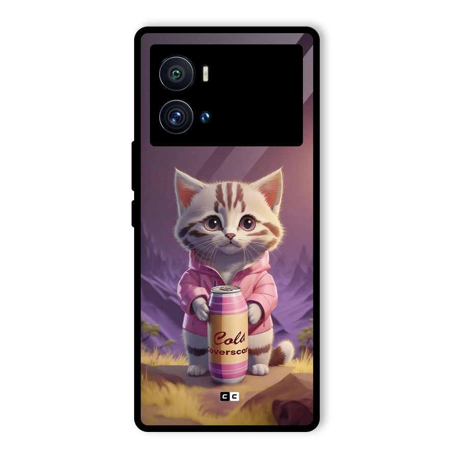 Cat Holding Can Glass Back Case for Vivo iQOO 9 Pro