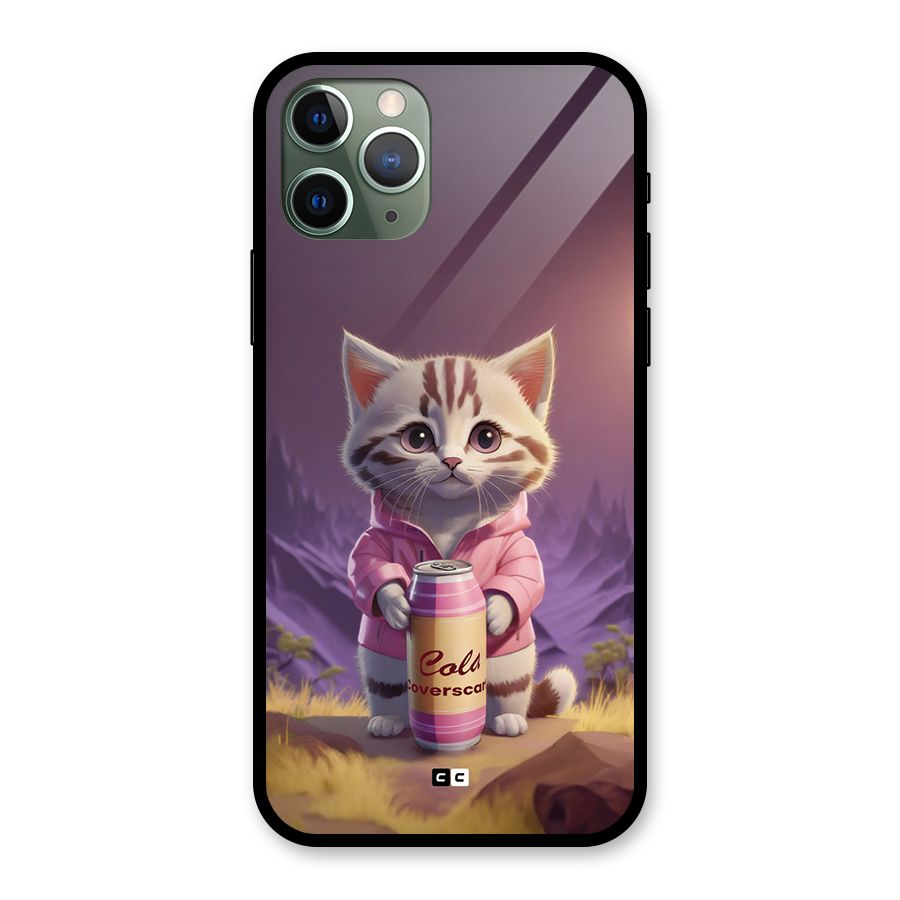 Cat Holding Can Glass Back Case for iPhone 11 Pro