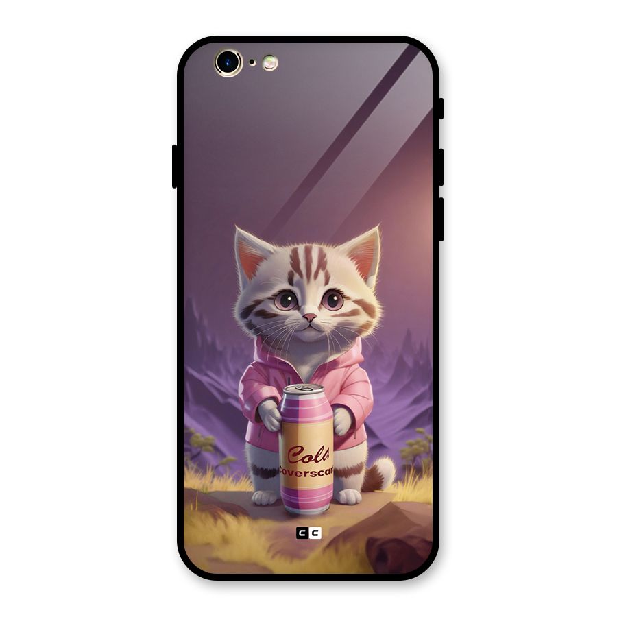 Cat Holding Can Glass Back Case for iPhone 6 6S
