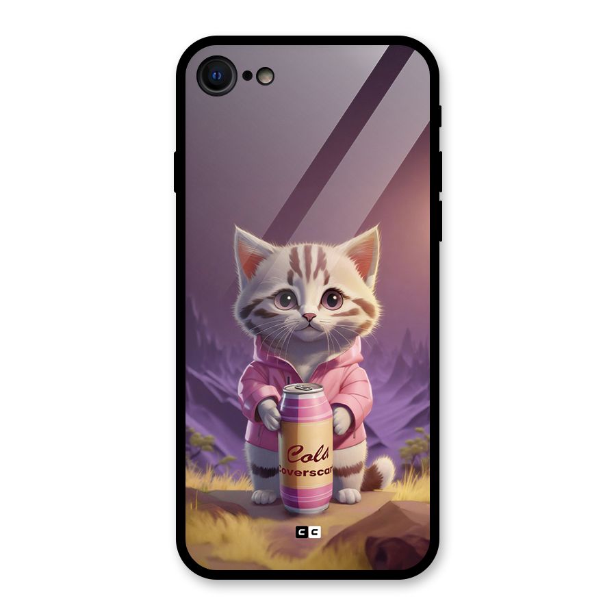Cat Holding Can Glass Back Case for iPhone 7