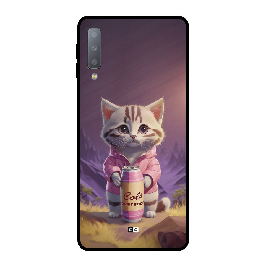 Cat Holding Can Metal Back Case for Galaxy A7 (2018)