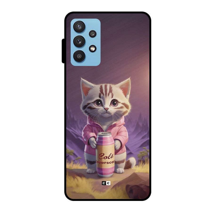 Cat Holding Can Metal Back Case for Galaxy M32 5G