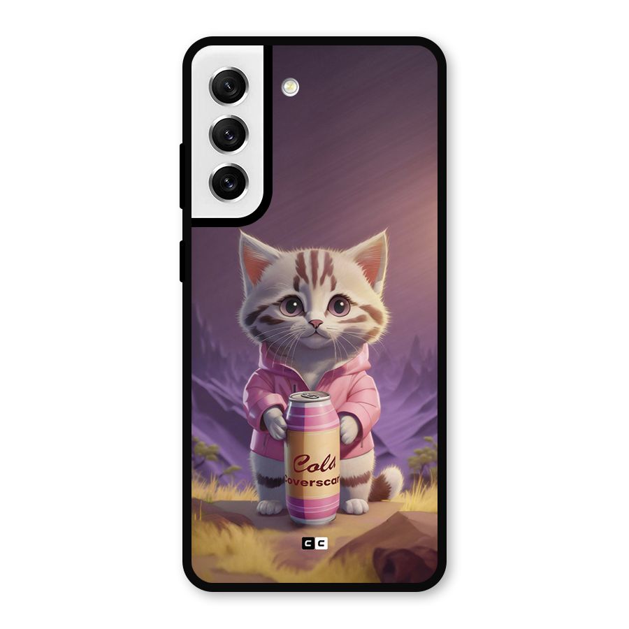 Cat Holding Can Metal Back Case for Galaxy S21 FE 5G