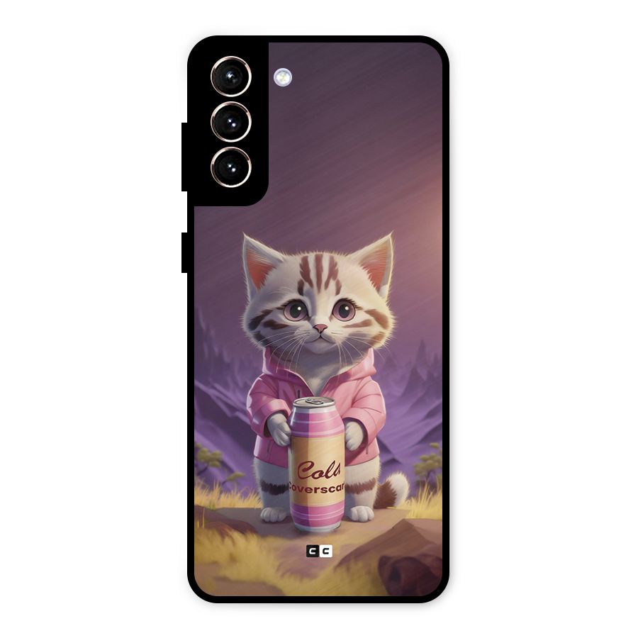 Cat Holding Can Metal Back Case for Galaxy S21 Plus