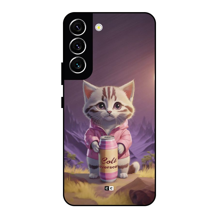 Cat Holding Can Metal Back Case for Galaxy S22 5G
