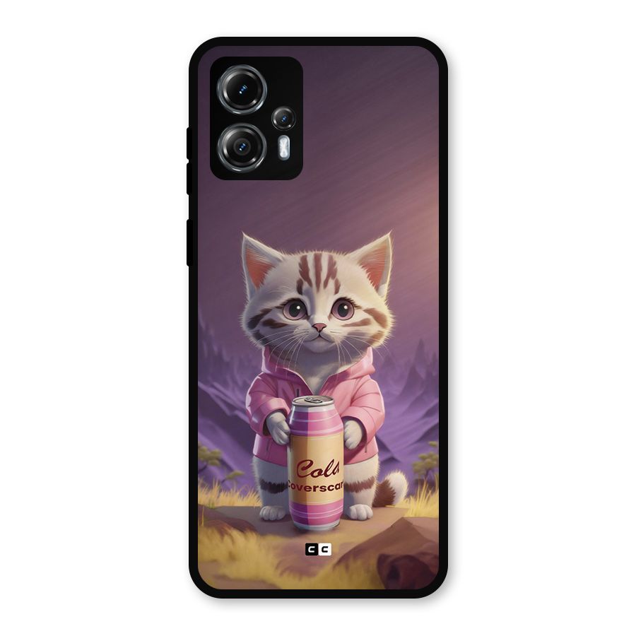 Cat Holding Can Metal Back Case for Moto G13