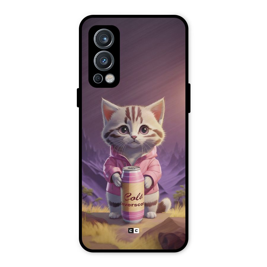 Cat Holding Can Metal Back Case for OnePlus Nord 2 5G