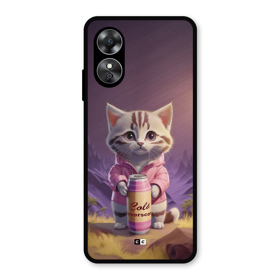 Cat Holding Can Metal Back Case for Oppo A17