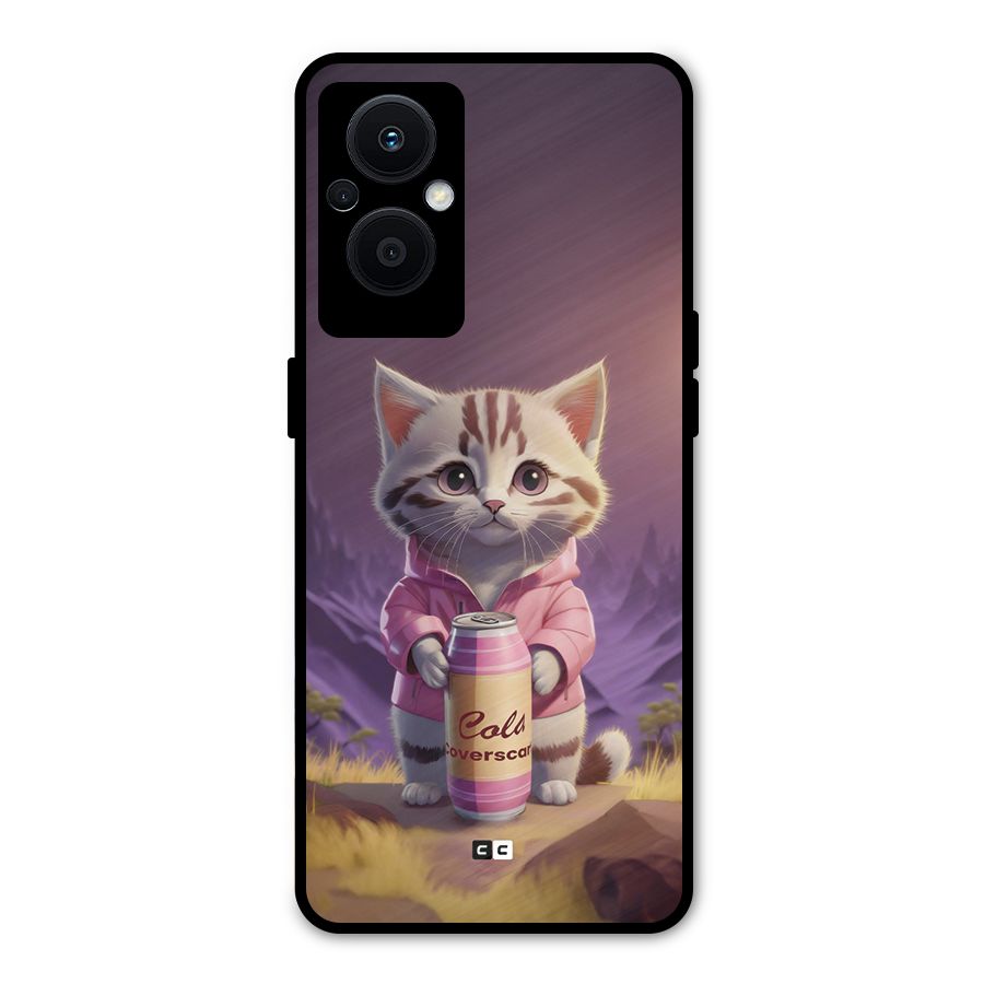 Cat Holding Can Metal Back Case for Oppo F21s Pro 5G