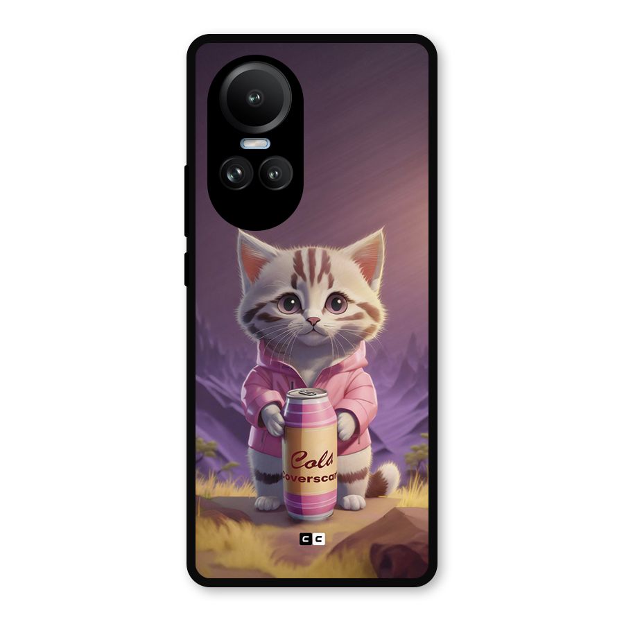 Cat Holding Can Metal Back Case for Oppo Reno10 Pro