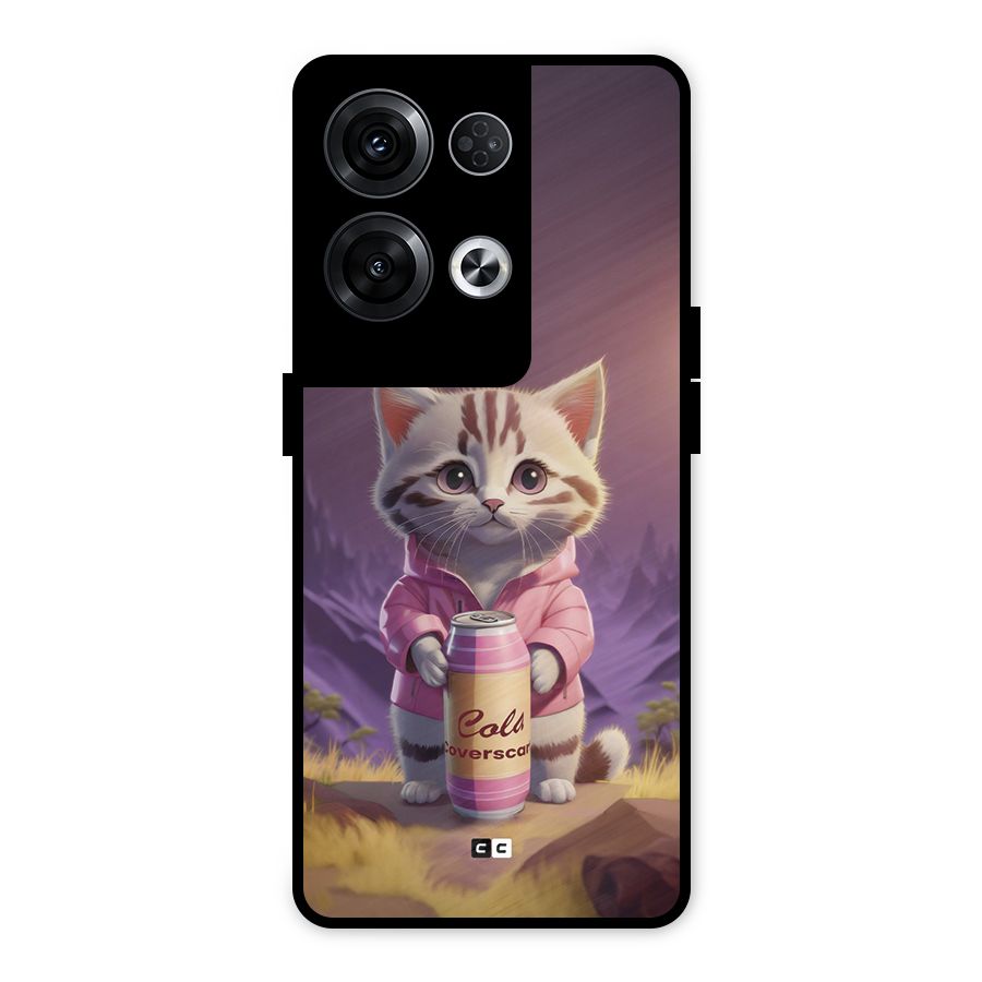 Cat Holding Can Metal Back Case for Oppo Reno8 Pro 5G