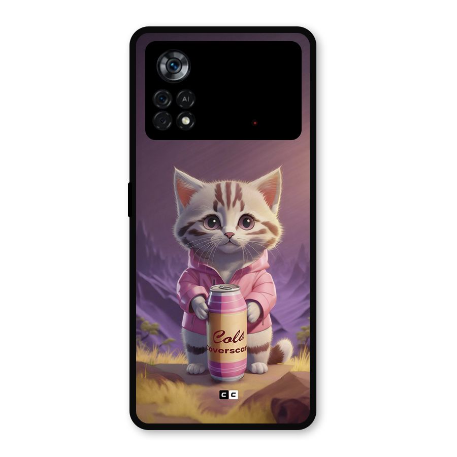 Cat Holding Can Metal Back Case for Poco X4 Pro 5G