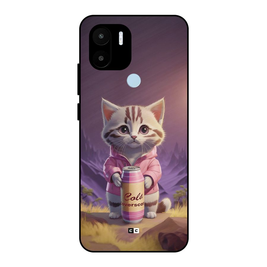 Cat Holding Can Metal Back Case for Redmi A2 Plus