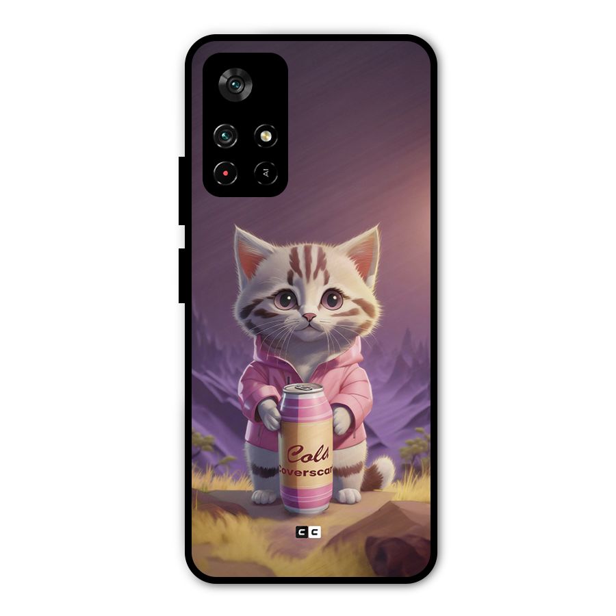 Cat Holding Can Metal Back Case for Redmi Note 11T 5G