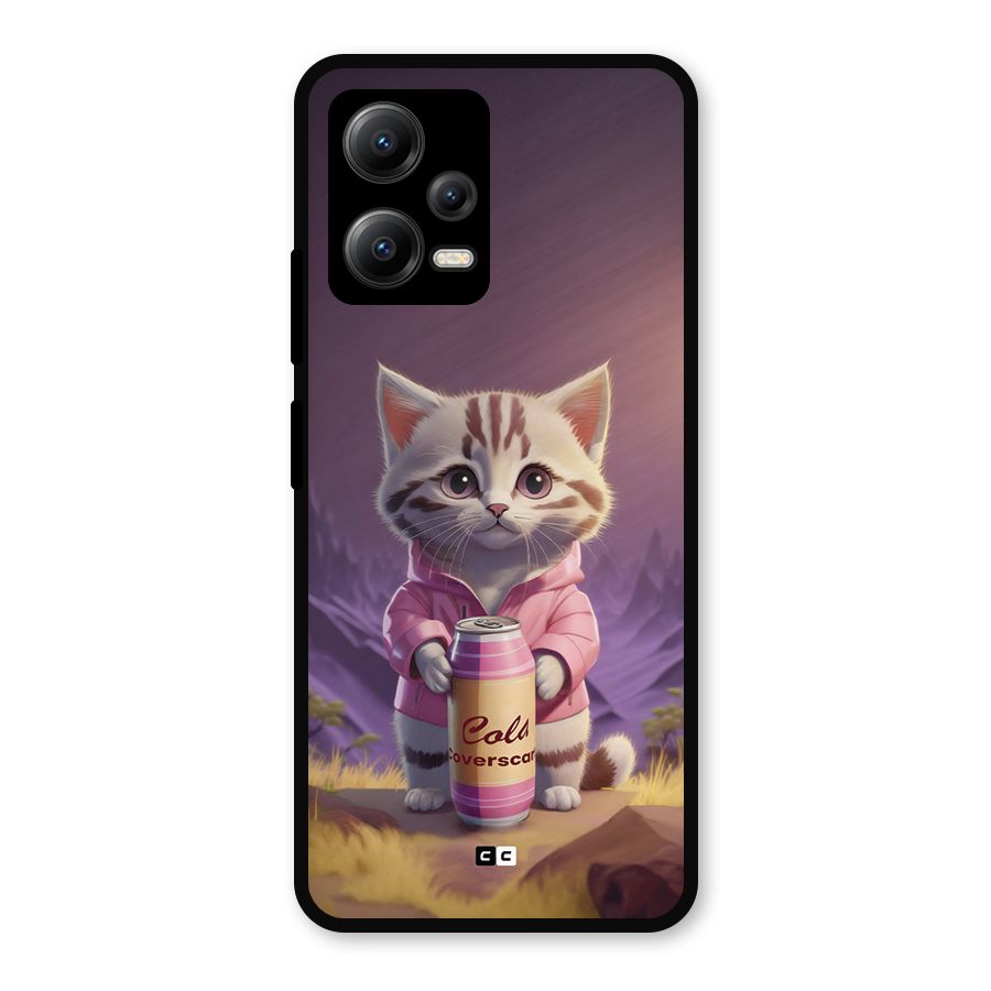 Cat Holding Can Metal Back Case for Redmi Note 12 5G
