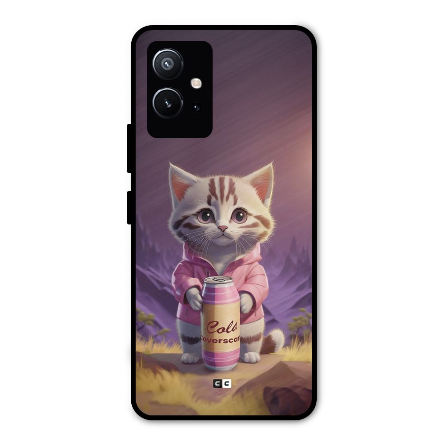 Cat Holding Can Metal Back Case for Vivo T1 5G