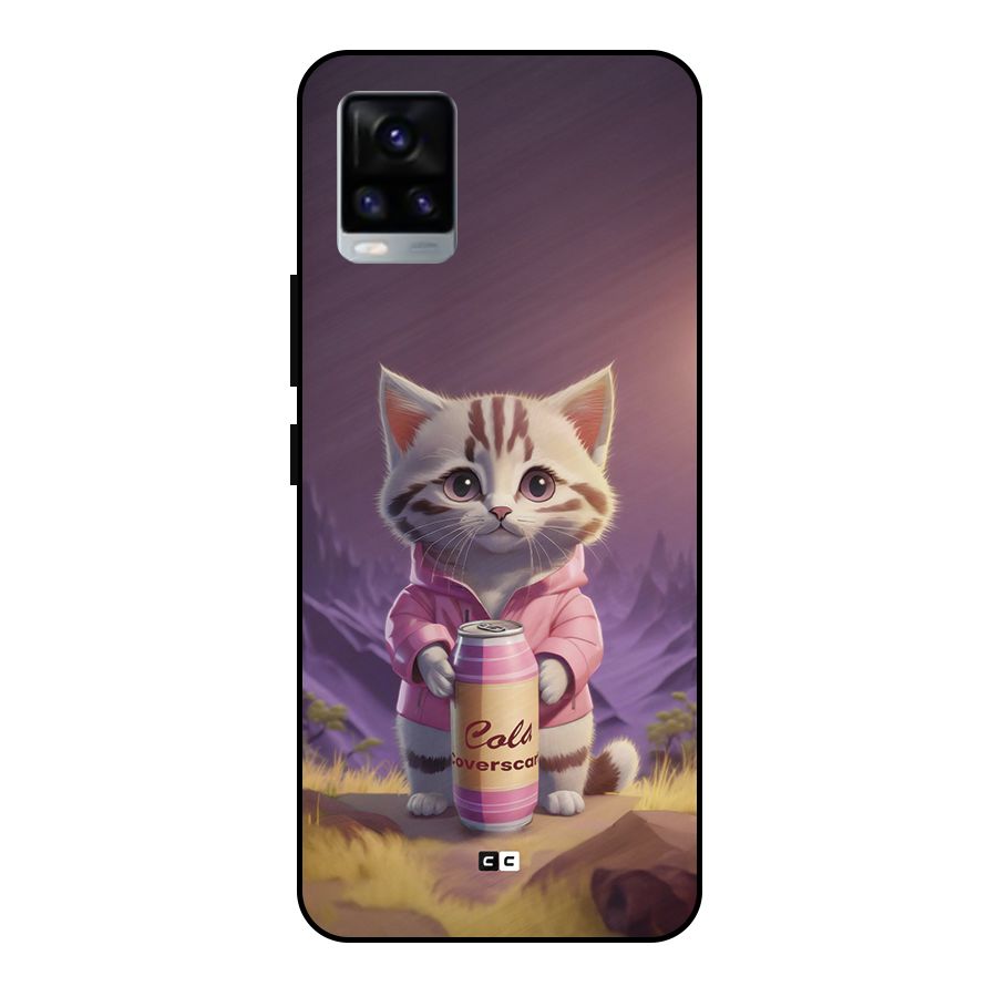 Cat Holding Can Metal Back Case for Vivo V20 2021