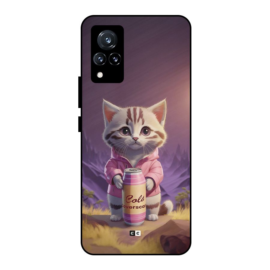 Cat Holding Can Metal Back Case for Vivo V21 5G