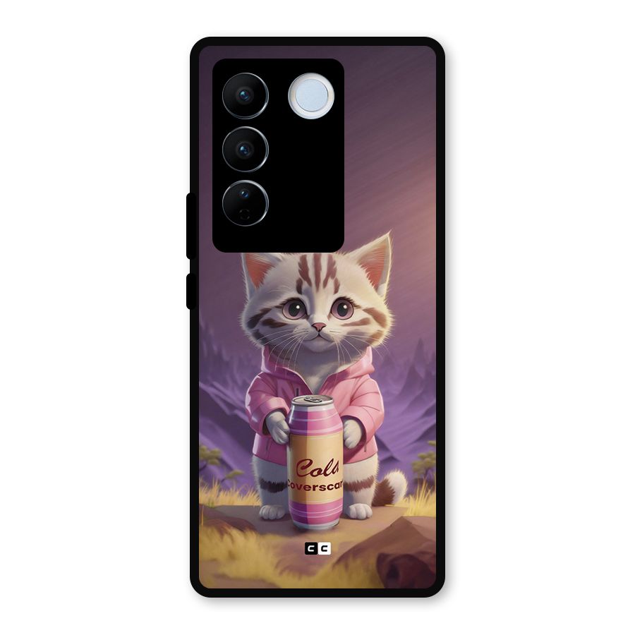 Cat Holding Can Metal Back Case for Vivo V27