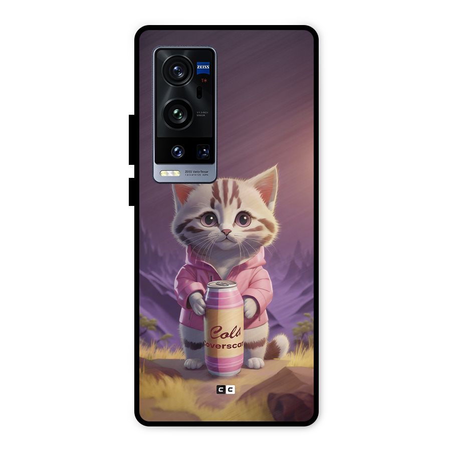 Cat Holding Can Metal Back Case for Vivo X60 Pro Plus