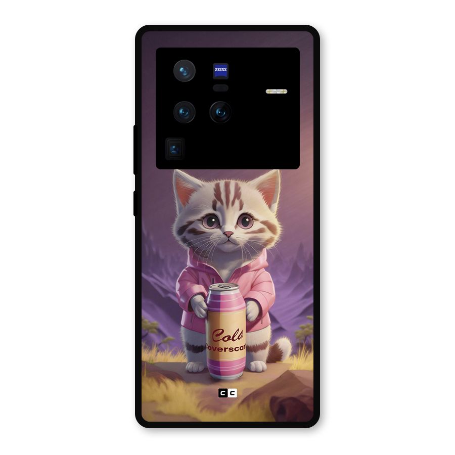 Cat Holding Can Metal Back Case for Vivo X80 Pro