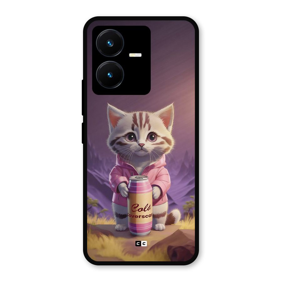 Cat Holding Can Metal Back Case for Vivo Y22