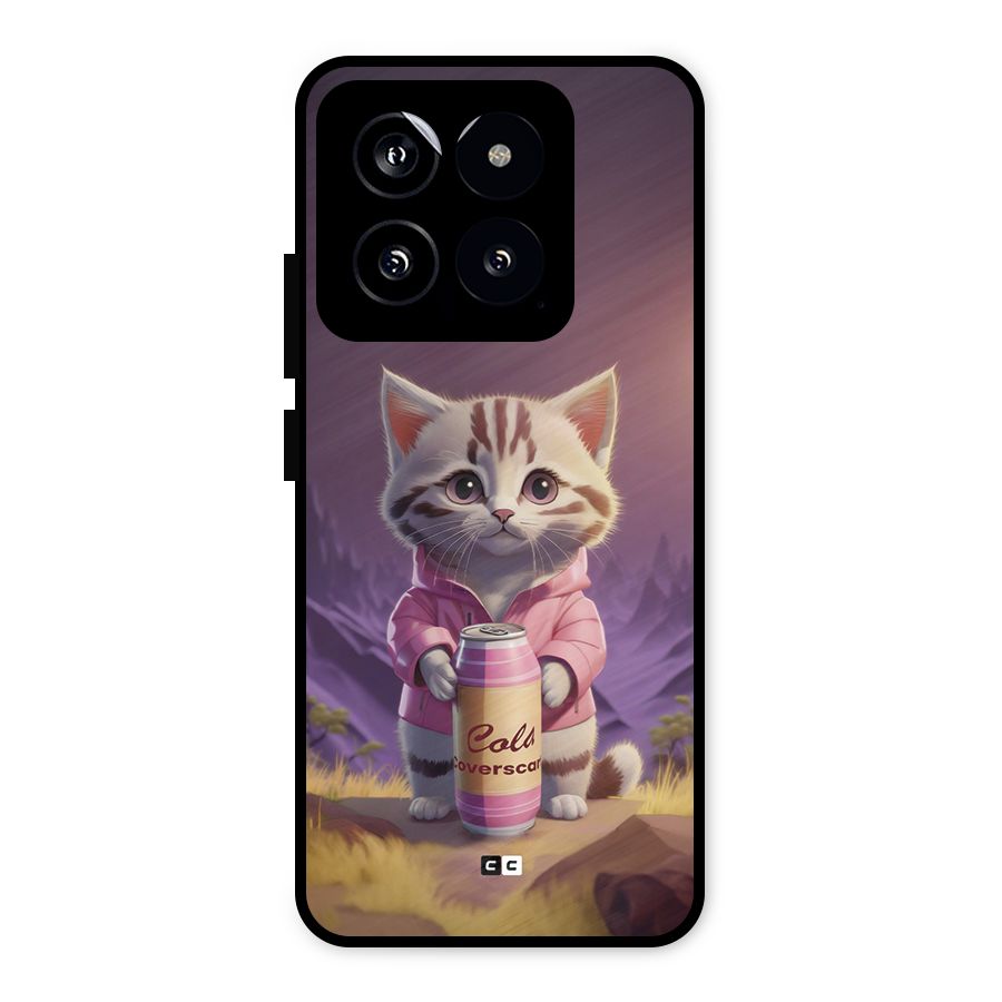 Cat Holding Can Metal Back Case for Xiaomi 14