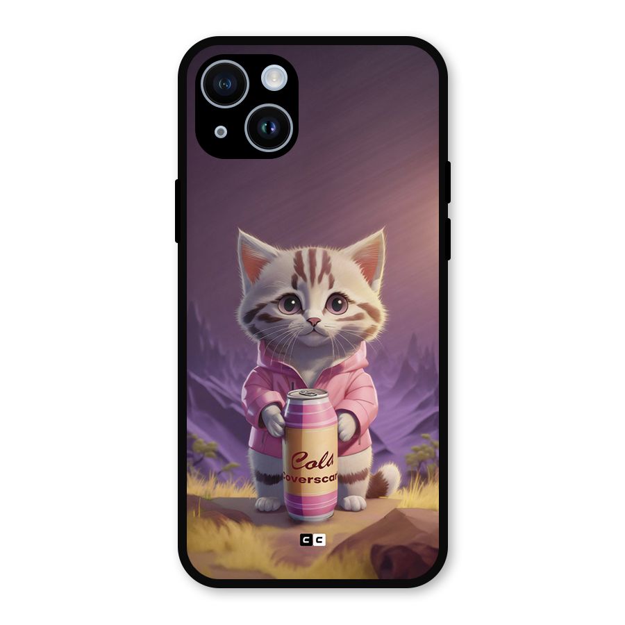 Cat Holding Can Metal Back Case for iPhone 14