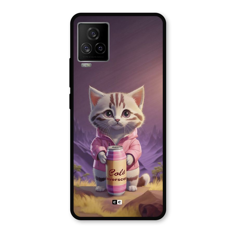 Cat Holding Can Metal Back Case for iQOO 7 Legend 5G