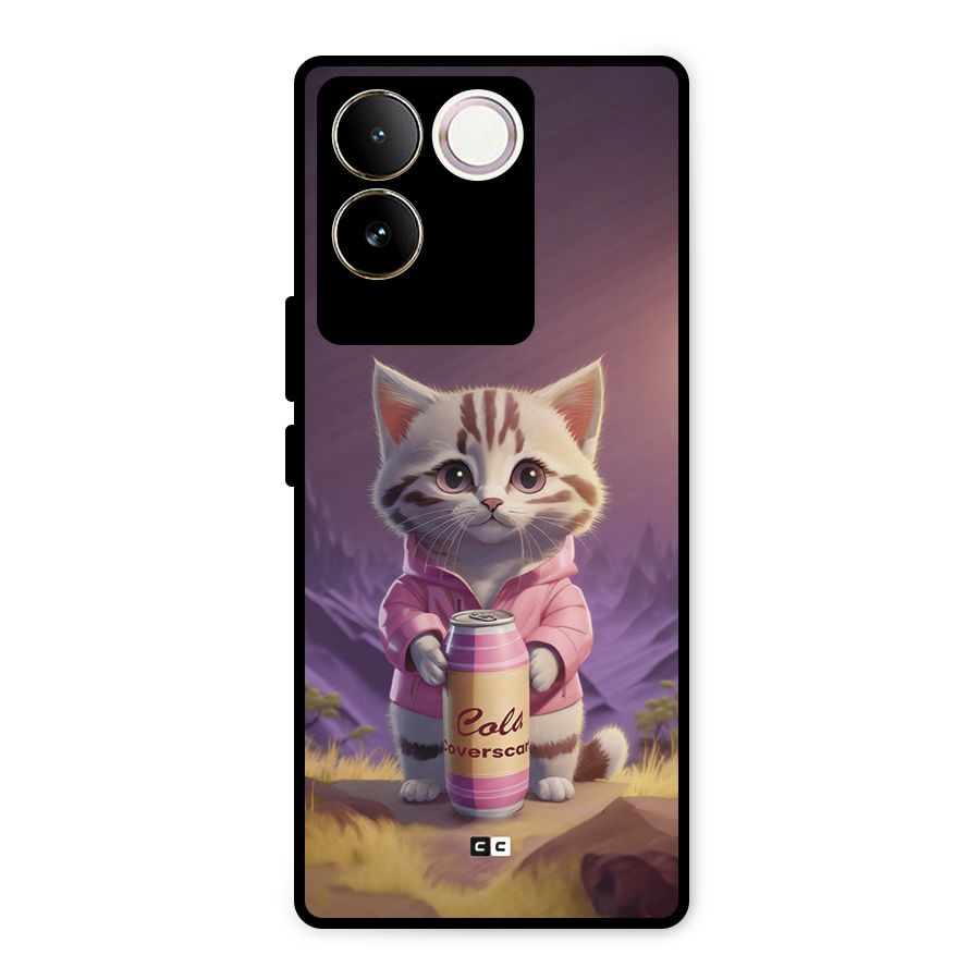Cat Holding Can Metal Back Case for iQOO Z7 Pro