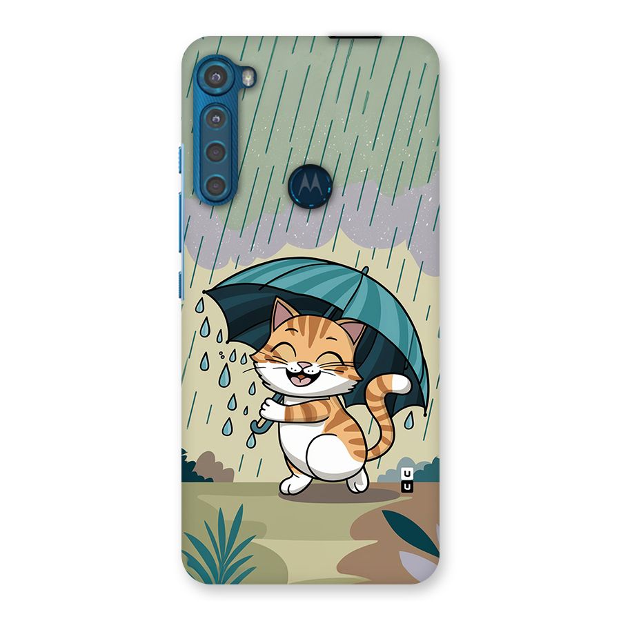 Cat In Rain Back Case for Motorola One Fusion Plus